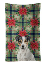 Load image into Gallery viewer, White and Black Jack Russell Terrier Christmas PoinsettIas Kitchen Towel