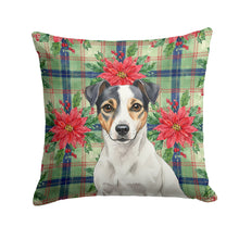 Load image into Gallery viewer, White and Black Jack Russell Terrier Christmas PoinsettIas Throw Pillow
