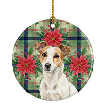Load image into Gallery viewer, White and Tan Jack Russell Terrier Christmas PoinsettIas Ceramic Ornament