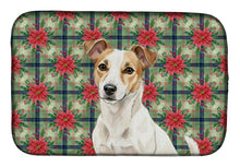 Load image into Gallery viewer, White and Tan Jack Russell Terrier Christmas PoinsettIas Dish Drying Mat