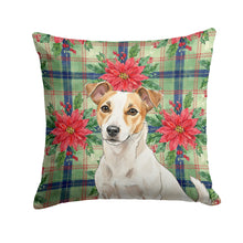 Load image into Gallery viewer, White and Tan Jack Russell Terrier Christmas PoinsettIas Throw Pillow