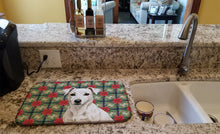 Load image into Gallery viewer, White Jack Russell Terrier Christmas PoinsettIas Dish Drying Mat