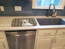 Load image into Gallery viewer, White Jack Russell Terrier Christmas PoinsettIas Dish Drying Mat