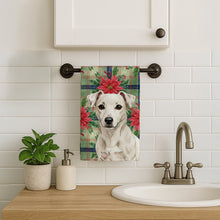 Load image into Gallery viewer, White Jack Russell Terrier Christmas PoinsettIas Kitchen Towel
