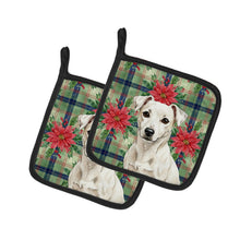 Load image into Gallery viewer, White Jack Russell Terrier Christmas PoinsettIas Pair of Pot Holders