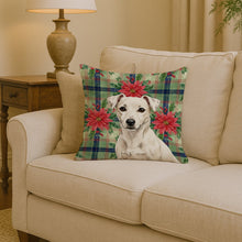 Load image into Gallery viewer, White Jack Russell Terrier Christmas PoinsettIas Throw Pillow