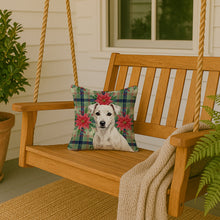Load image into Gallery viewer, White Jack Russell Terrier Christmas PoinsettIas Throw Pillow