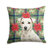 Load image into Gallery viewer, White Jack Russell Terrier Christmas PoinsettIas Throw Pillow