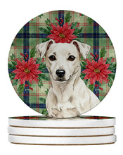 Load image into Gallery viewer, White Jack Russell Terrier Christmas PoinsettIas Large Sandstone Coasters Pack of 4