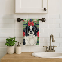 Load image into Gallery viewer, Black and White Japanese Chin Christmas PoinsettIas Kitchen Towel