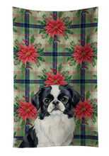 Load image into Gallery viewer, Black and White Japanese Chin Christmas PoinsettIas Kitchen Towel