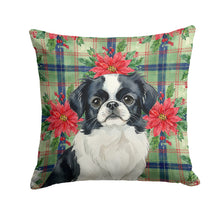 Load image into Gallery viewer, Black and White Japanese Chin Christmas PoinsettIas Throw Pillow
