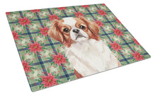 Load image into Gallery viewer, Red and White Japanese Chin Christmas PoinsettIas Glass Cutting Board