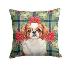 Load image into Gallery viewer, Red and White Japanese Chin Christmas PoinsettIas Throw Pillow