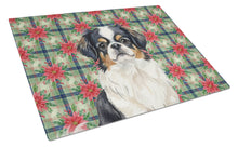 Load image into Gallery viewer, Tricolor Japanese Chin Christmas PoinsettIas Glass Cutting Board