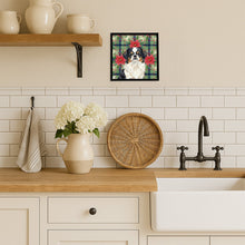 Load image into Gallery viewer, Tricolor Japanese Chin Christmas PoinsettIas Framed Metal Print