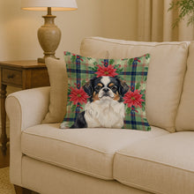 Load image into Gallery viewer, Tricolor Japanese Chin Christmas PoinsettIas Throw Pillow