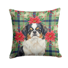 Load image into Gallery viewer, Tricolor Japanese Chin Christmas PoinsettIas Throw Pillow