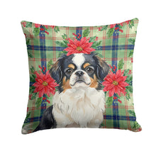 Load image into Gallery viewer, Tricolor Japanese Chin Christmas PoinsettIas Throw Pillow