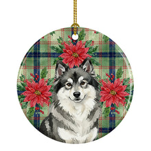 Load image into Gallery viewer, Keeshond Christmas PoinsettIas Ceramic Ornament
