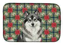 Load image into Gallery viewer, Keeshond Christmas PoinsettIas Dish Drying Mat
