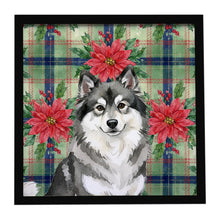 Load image into Gallery viewer, Keeshond Christmas PoinsettIas Framed Metal Print
