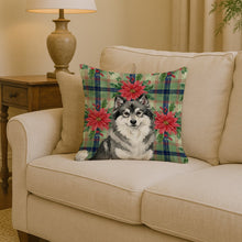 Load image into Gallery viewer, Keeshond Christmas PoinsettIas Throw Pillow