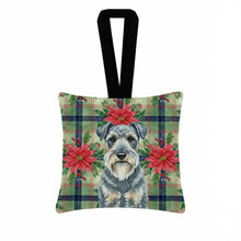 Load image into Gallery viewer, Kerry Blue Terrier Christmas PoinsettIas Hanging Square Fabric Ornament 3.5 x 3.5