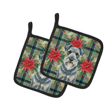 Load image into Gallery viewer, Kerry Blue Terrier Christmas PoinsettIas Pair of Pot Holders