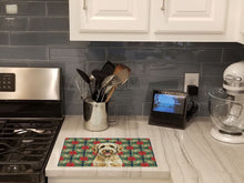 Load image into Gallery viewer, Labradoodle Christmas PoinsettIas Glass Cutting Board