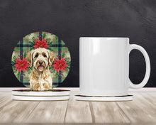 Load image into Gallery viewer, Labradoodle Christmas PoinsettIas Large Sandstone Coasters Pack of 4