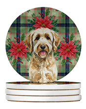 Load image into Gallery viewer, Labradoodle Christmas PoinsettIas Large Sandstone Coasters Pack of 4