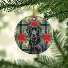 Load image into Gallery viewer, Black Labrador Retriever Christmas PoinsettIas Ceramic Ornament