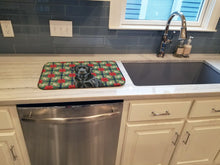 Load image into Gallery viewer, Black Labrador Retriever Christmas PoinsettIas Dish Drying Mat