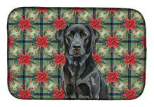 Load image into Gallery viewer, Black Labrador Retriever Christmas PoinsettIas Dish Drying Mat