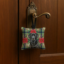 Load image into Gallery viewer, Black Labrador Retriever Christmas PoinsettIas Hanging Square Fabric Ornament 3.5 x 3.5