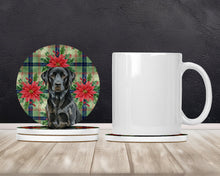 Load image into Gallery viewer, Black Labrador Retriever Christmas PoinsettIas Large Sandstone Coasters Pack of 4