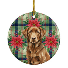 Load image into Gallery viewer, Chocolate Labrador Retriever Christmas PoinsettIas Ceramic Ornament
