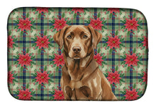 Load image into Gallery viewer, Chocolate Labrador Retriever Christmas PoinsettIas Dish Drying Mat