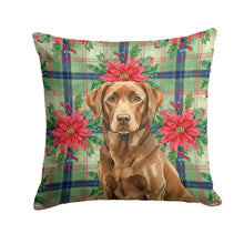 Load image into Gallery viewer, Chocolate Labrador Retriever Christmas PoinsettIas Throw Pillow