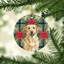 Load image into Gallery viewer, Yellow Labrador Retriever Christmas PoinsettIas Ceramic Ornament