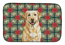 Load image into Gallery viewer, Yellow Labrador Retriever Christmas PoinsettIas Dish Drying Mat