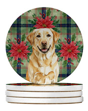 Load image into Gallery viewer, Yellow Labrador Retriever Christmas PoinsettIas Large Sandstone Coasters Pack of 4