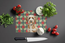 Load image into Gallery viewer, Lagotto Romagnolo Christmas PoinsettIas Glass Cutting Board
