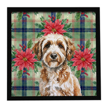 Load image into Gallery viewer, Lagotto Romagnolo Christmas PoinsettIas Framed Metal Print