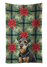 Load image into Gallery viewer, Black and Tan Lakeland Terrier Christmas PoinsettIas Kitchen Towel