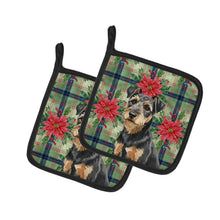 Load image into Gallery viewer, Black and Tan Lakeland Terrier Christmas PoinsettIas Pair of Pot Holders