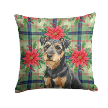 Load image into Gallery viewer, Black and Tan Lakeland Terrier Christmas PoinsettIas Throw Pillow
