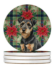 Load image into Gallery viewer, Black and Tan Lakeland Terrier Christmas PoinsettIas Large Sandstone Coasters Pack of 4