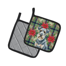 Load image into Gallery viewer, Blue Lakeland Terrier Christmas PoinsettIas Pair of Pot Holders